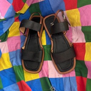 Labucq Brown/Black Sandals 39/8.5 EUC